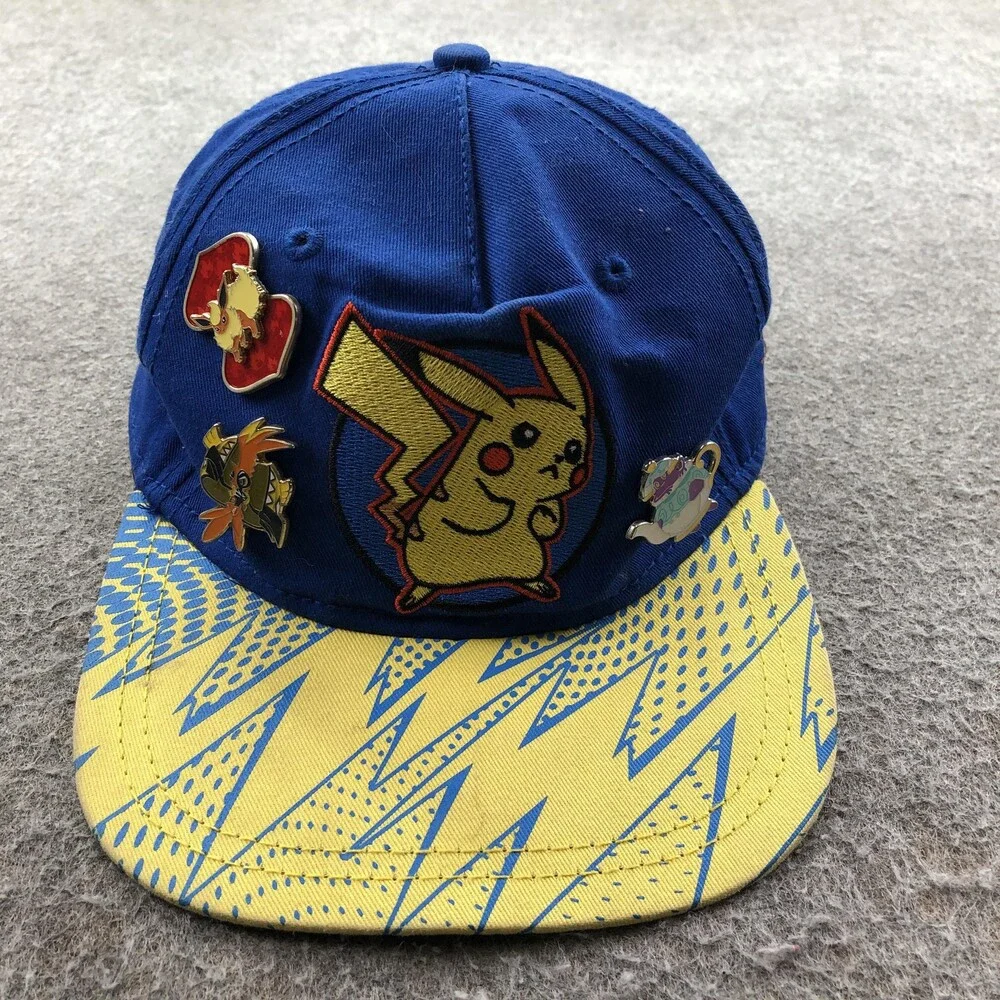 Pokemon Hat Cap Snap Back Boys Adjustable One Size Blue Pikachu Lightning Youth